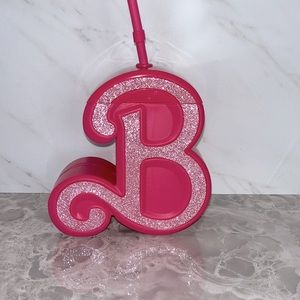 NEW Barbie movie pink B glitter cup 22oz